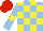 Silk - Light blue and yellow check, light blue sleeves, yellow armlets, red cap