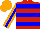 Silk - Red, blue hoops, blue stripe on orange sleeves, orange cap