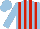 Silk - Light blue, red stripes