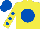 Silk - Yellow, royal blue spot, yellow sleeves, royal blue spots and cap