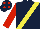 Silk - Dark blue, red and yellow sash, yellow sleeves, red arm band, red spots on dark blue cap