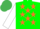 Silk - EMERLAD GREEN, orange stars, white sleeves, emerald green cap
