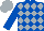 Silk - Royal blue, silver diamonds on front, silver horseshoe emblem on back, mat cap