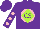 Silk - Purple, purple 'cs' on pink ball on lime green diamond, pink dots on sleeves