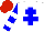 Silk - White, blue cross of lorraine, blue sleeves with white hoops, red cap