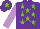 Silk - Purple, light green stars, mauve sleeves, purple cap, light green star