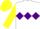 Silk - White, Purple triple diamond, Yellow sleeves and cap