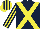 Silk - Dark blue, yellow cross belts, yellow and dark blue striped sleeves and cap