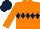 Silk - Fluorescent orange, dark blue diamond hoop, fluorescent orange sleeves, dark blue cap