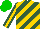 Silk - Hunter green, gold diagonal stripes, gold stripe on sleeves, green cap