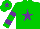 Silk - Green, purple star, hooped sleeves, green cap, purple star
