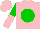 Silk - Pink, green ball, green and pink halved sleeves, pink cap