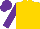 Silk - Gold, purple crown, purple sleeves and cap