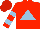 Silk - SCARLET, light blue triangle, light blue bars on sleeves, red cap