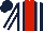 Silk - Dark blue, red stripe, white braces, white stripe on sleeves