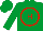 Silk - Emerald green, red circled 'h'