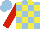 Silk - LIGHT BLUE and YELLOW check, RED sleeves, LIGHT BLUE cap