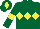 Silk - Dark green, yellow triple diamond, armlets and diamond on cap