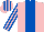 Silk - pink, royal blue stripe, royal blue stripes on sleeves and cap