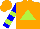 Silk - Orange, lime triangle, blue and lime bars on sleeves, orange cap