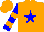 Silk - Orange,blue star, orange bars on blue sleeves