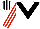 Silk - White, black chevron, white and red striped sleeves, white and black striped cap