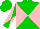 Silk - Green and pink diagonal quarters, green and pink diagonally quartered slvs