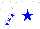 Silk - White , blue 't/e' in blue star, blue star stripe on sleeves