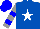 Silk - Royal blue, white star, grey sleeves, blue hoops, blue cap