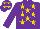 Silk - Purple, gold stars, white full moon emblem on back, gold stars on purple cap