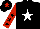 Silk - Black, white star, red sleeves, black stars, black cap, red star