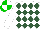 Silk - White, hunter green diamonds, white sleeves, green and white quartered cap