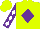 Silk - Chartreuse, purple diamond, white diamonds on purple sleeves