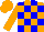Silk - Orange, orange and blue blocks, orange cap