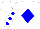 Silk - White body, blue diamond, white arms, blue spots, white cap