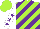 Silk - Lime green and purple diagonal stripes, white sleeves, purple stars, lime green cap