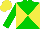 Silk - Green and yellow diagonal quarters, yellow cap