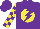 Silk - Purple, yellow ball, purple lightning bolt, yellow blocks on sleeves