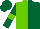Silk - Light green and dark green (halved), dark green sleeves, light green armlets, dark green cap