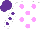 Silk - White, lilac dots, purple dots on white sleeves, purple cap