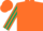 Silk - Orange, Dark Green striped sleeves
