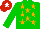 Silk - Green, orange stars, red cap, white star