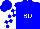 Silk - Blue, white 'bd' in white square, white and blue blocks on sleeves, blue cap