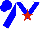 Silk - White, blue chevron, red star, blue sleeves and cap