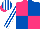 Silk - Hot pink and royal blue quartered, royal blue and white striped sleeves and cap, hot pink peak