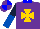 Silk - Purple, gold maltese cross, dark blue and royal blue halved sleeves, blue collar, quartered cap