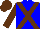 Silk - blue, brown cross sashes, brown sleeves, brown cap