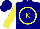 Silk - Navy blue, yellow 'k' in yellow circle, yellow sleeves