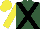 Silk - Hunter green, black crossed sashes, yellow sleeves, yellow cap