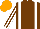 Silk - Chocolate, white braces, striped sleeves, orange cap 